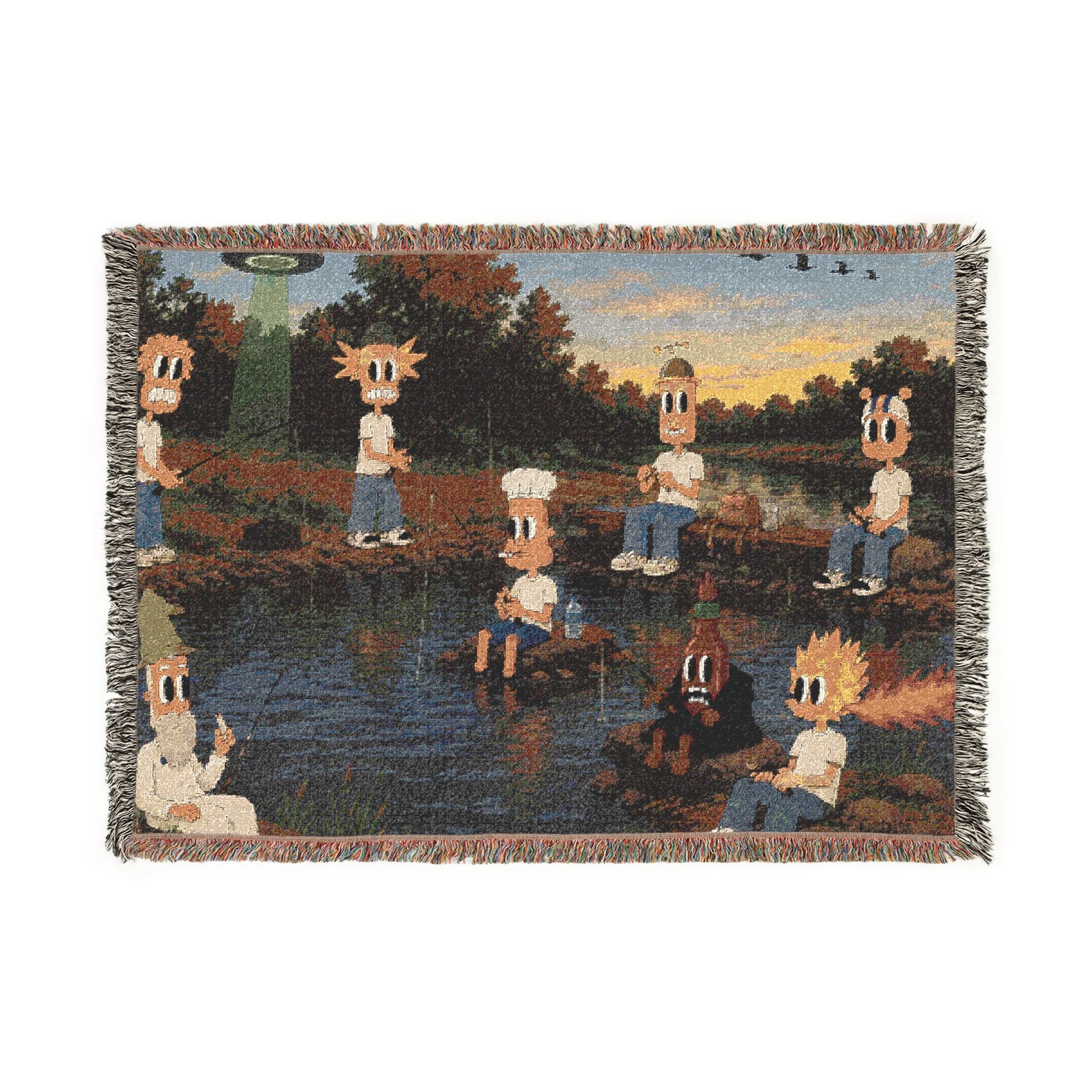 Gone Fishin Woven Throw Blanket