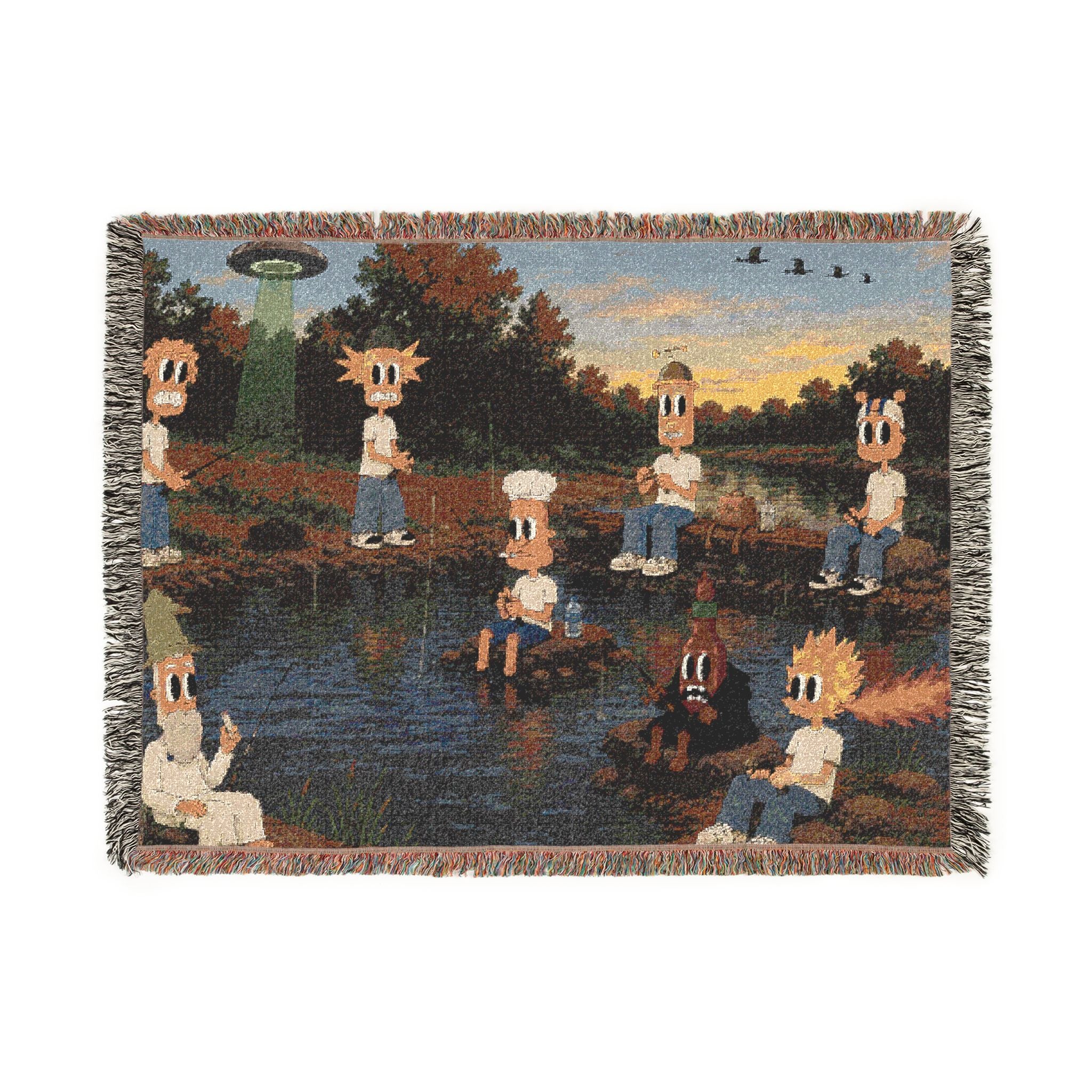 Gone Fishin Woven Throw Blanket