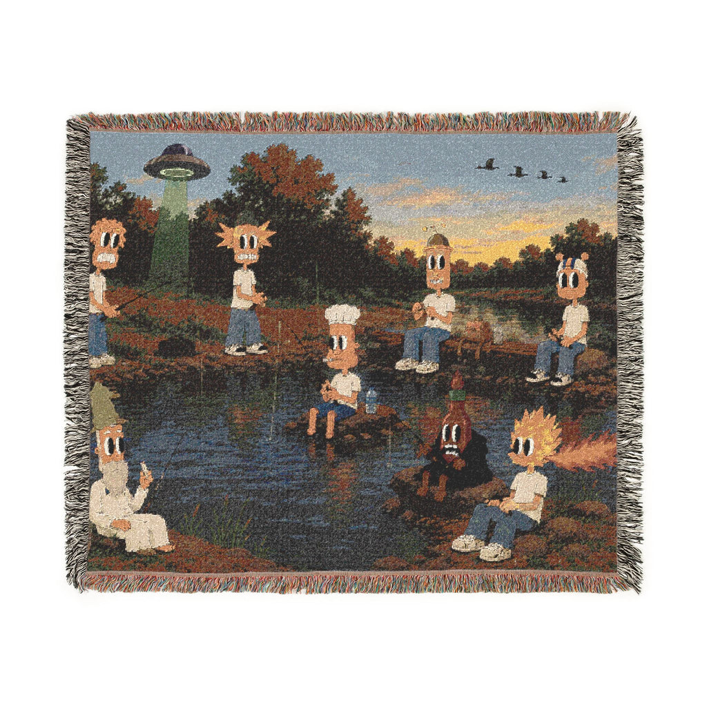 Gone Fishin Woven Throw Blanket