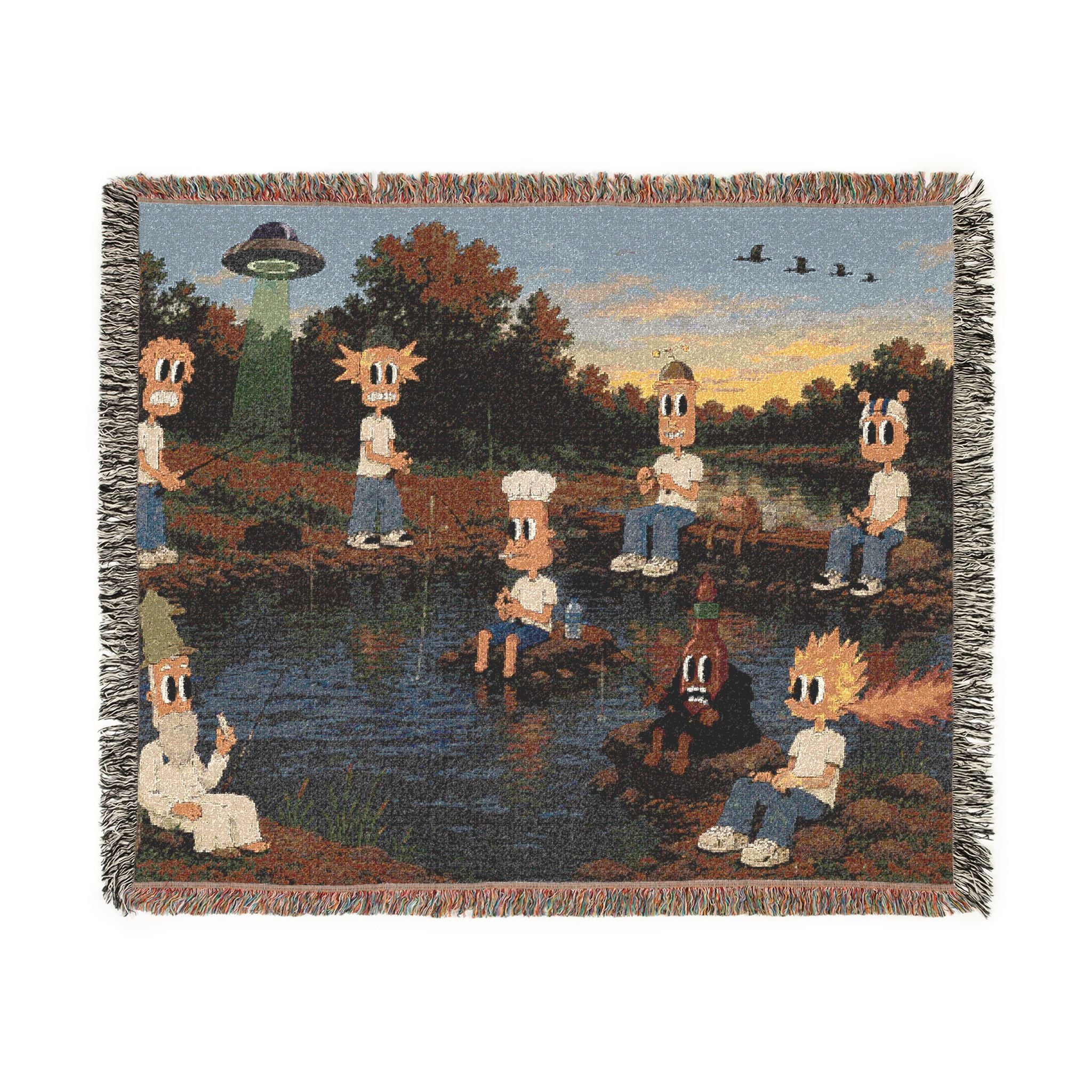 Gone Fishin Woven Throw Blanket